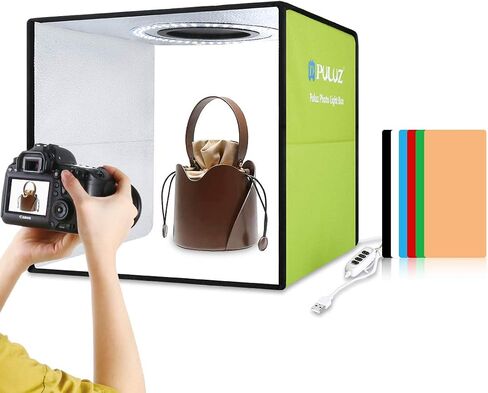 Photo Studio Light Box 11.8in/30cm PULUZ Portable Photo Studio Shooting Tent 10 Dimmable Modes Foldable Photography Light Box Kit with 6 Colors Backdrops(3 PVC Material) for Photography in Kuwait