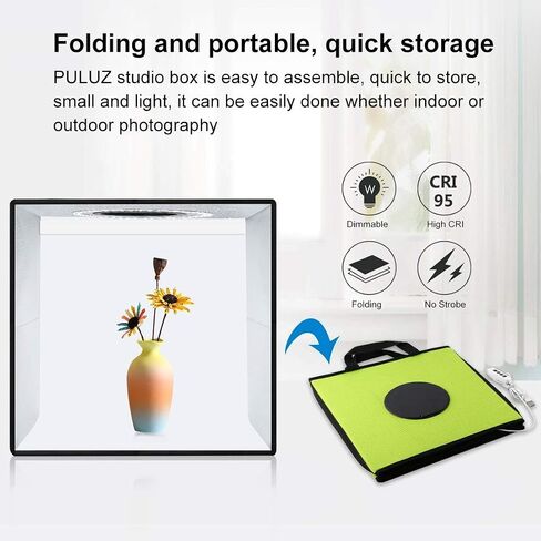 Photo Studio Light Box 11.8in/30cm PULUZ Portable Photo Studio Shooting Tent 10 Dimmable Modes Foldable Photography Light Box Kit with 6 Colors Backdrops(3 PVC Material) for Photography in Kuwait
