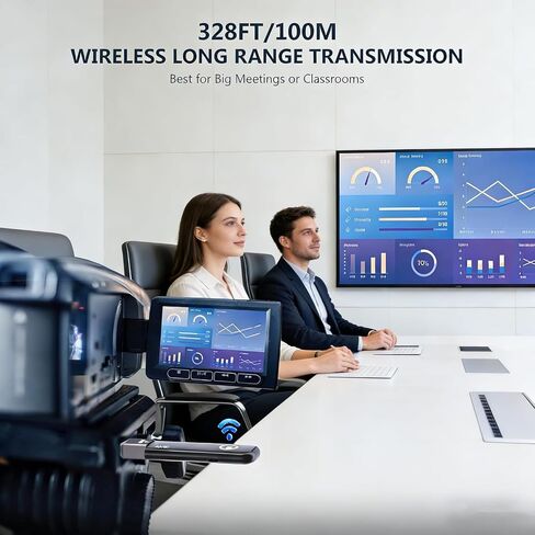2026 Upgraded Wireless HDMI 4K Transmitter and Receiver 1080P HD, Portable Plug & Play Wireless HDMI Extender Kit for Casting Video Audio from Laptop/TV Box/Camera to Monitor/HDTV/Projector-328ft/100m in Kuwait