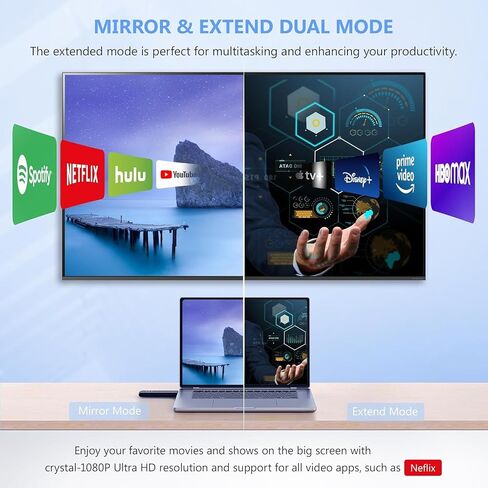 2026 Upgraded Wireless HDMI 4K Transmitter and Receiver 1080P HD, Portable Plug & Play Wireless HDMI Extender Kit for Casting Video Audio from Laptop/TV Box/Camera to Monitor/HDTV/Projector-328ft/100m in Kuwait
