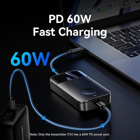 VENTION 4K Wireless HDMI Transmitter and Receiver, Type C with 60W Fast Charging,5G＆2.4G Wireless HDMI Extender 165FT/50M for Streaming Video from Laptop/Phone/Tablet to Monitor/Projector/TV in Kuwait