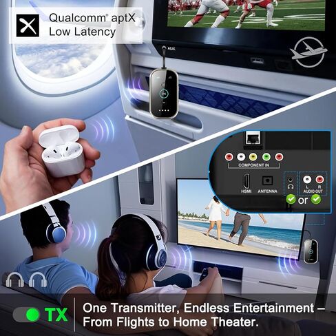 Ultra Xmagpot Bluetooth 5.4 Transmitter Receiver - CNC Aluminum & Ceramic Glass | Dual Link for 2 AirPods/Headphones | aptX Adaptive/HD Audio | Wireless Transmitter for Airplane/TV/Car/Gym in Kuwait