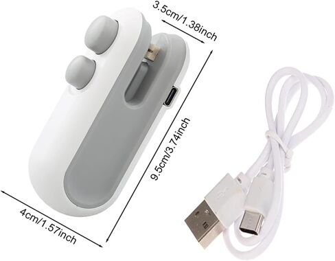 Mini Bag Sealer 2 Pack Bag Sealer with Cutter and Magnet 2 in 1 Mini Bag Resealer Machine Portable Handheld Rechargeable Heat Vacuum Food Sealer for Plastic Bags Snacks & Food Storage (2, white) in Kuwait