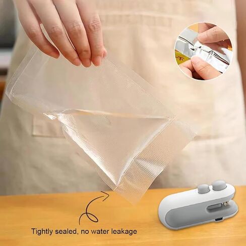 Mini Bag Sealer 2 Pack Bag Sealer with Cutter and Magnet 2 in 1 Mini Bag Resealer Machine Portable Handheld Rechargeable Heat Vacuum Food Sealer for Plastic Bags Snacks & Food Storage (2, white) in Kuwait