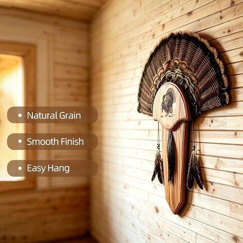 1 Pack Rubber Wood Turkey Fan Mount Kit, Easy to Assemble Wall Hanging Hunting Trophy Decor, Universal Hunting Accessories, Perfect Gift for Hunters in Kuwait