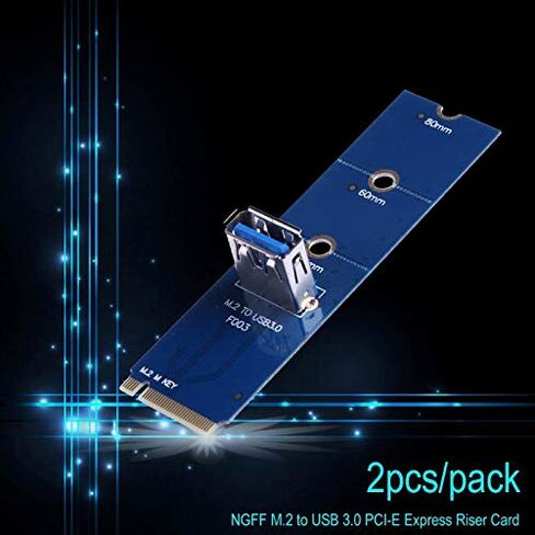 2pcs NGFF M.2 to USB 3.0 Transfer Card M2 M Key to USB3.0 Adapter for PCI-E 1x to 16x Riser Card for Bitcoin Litecoin Miner in Kuwait