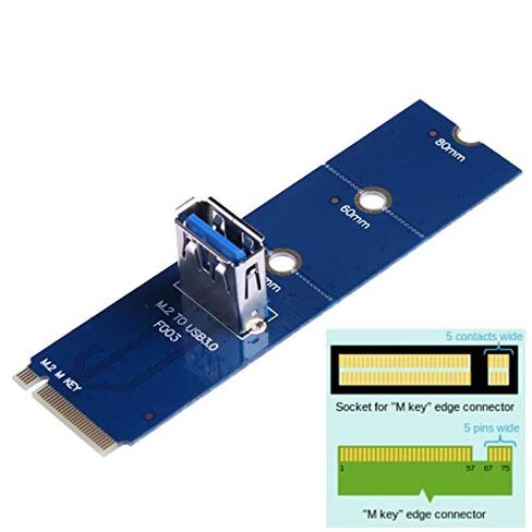 2pcs NGFF M.2 to USB 3.0 Transfer Card M2 M Key to USB3.0 Adapter for PCI-E 1x to 16x Riser Card for Bitcoin Litecoin Miner in Kuwait