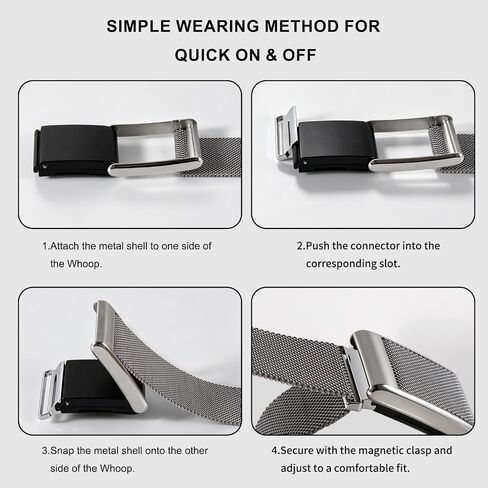 HANDODO Milanese Stainless Steel Band Compatible with WHOOP 5.0, One, Peak, Life Lightweight Magnetic Breathable Metal Replacement Strap & Fully Adjustable Wristband in Kuwait