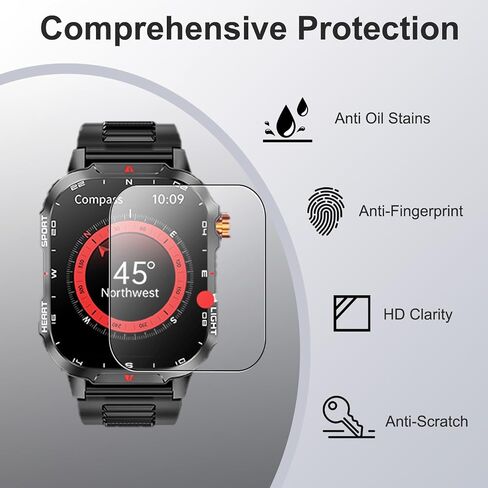 4 Pack Screen Protector for Hwagol 2.01inch Smart Watch– 6H TPU Film,Anti-Scratch, Anti-Fingerprint,Bubble-Free,Shatterproof,Dustproof,Touch Sensitive,Full Protection for Watch Display in Kuwait