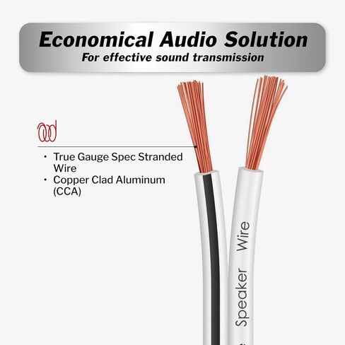 InstallGear Speaker Cable - 14 Gauge AWG (100ft - White) - White Speakers Wire Cable - Speaker Wire for Outdoor, Automotive, and Marine in Kuwait