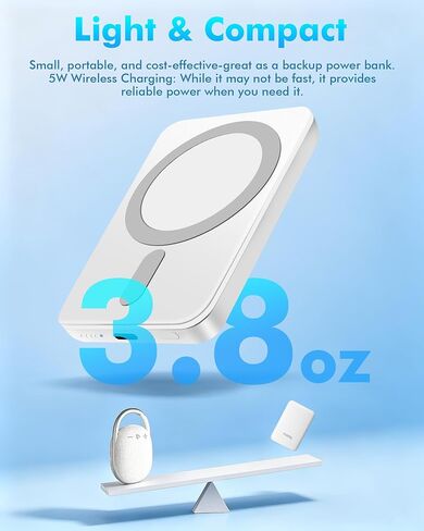 Miady 2-Pack MagSafe-Compatible Portable Charger 5000mAh Mini Magnetic Power Bank, Compact 5W Wireless Battery Pack for iPhone 16/15/14/13/12 in Kuwait