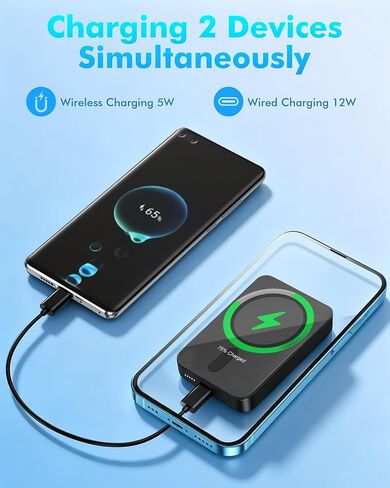 Miady 2-Pack MagSafe-Compatible Portable Charger 5000mAh Mini Magnetic Power Bank, Compact 5W Wireless Battery Pack for iPhone 16/15/14/13/12 in Saudi Arabia