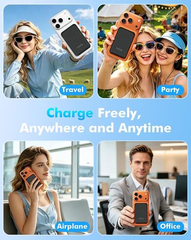 Miady 2-Pack MagSafe-Compatible Portable Charger 5000mAh Mini Magnetic Power Bank, Compact 5W Wireless Battery Pack for iPhone 16/15/14/13/12 in Kuwait