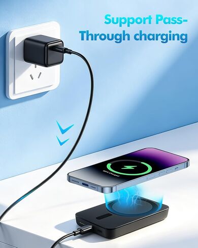Miady 2-Pack MagSafe-Compatible Portable Charger 5000mAh Mini Magnetic Power Bank, Compact 5W Wireless Battery Pack for iPhone 16/15/14/13/12 in Kuwait