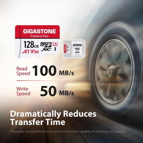 Gigastone 128GB Camera Plus Series Memory Card, Read Speed up to 100MB/s. Ideal for Full HD Video Gopro Drone Android Camera, A1 Micro SDXC Card with Mini Case and SD Adapter. in Kuwait
