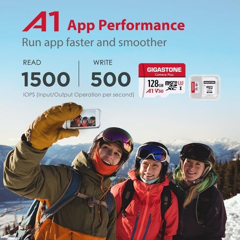 Gigastone 128GB Camera Plus Series Memory Card, Read Speed up to 100MB/s. Ideal for Full HD Video Gopro Drone Android Camera, A1 Micro SDXC Card with Mini Case and SD Adapter. in Kuwait