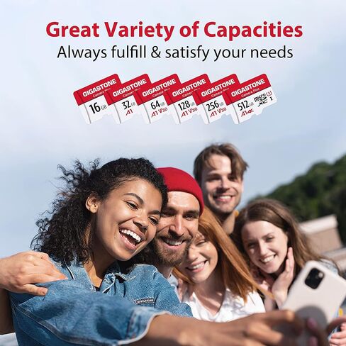 Gigastone 128GB Camera Plus Series Memory Card, Read Speed up to 100MB/s. Ideal for Full HD Video Gopro Drone Android Camera, A1 Micro SDXC Card with Mini Case and SD Adapter. in Kuwait
