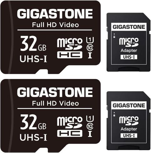 GIGASTONE 32GB Micro SD Card 2-Pack, FHD Video, Surveillance Security Cam Action Camera Drone Professional, 90MB/s Micro SDHC UHS-I U1 Class 10 in Kuwait