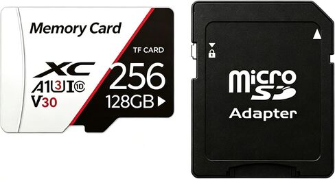 Micro Memory Card 256 GB with Adapter, C10/U3/UHS-I/A1 TransFlash Card, TF Card for Camera, Smartphone, Tablet, Drone(Black1) in Kuwait