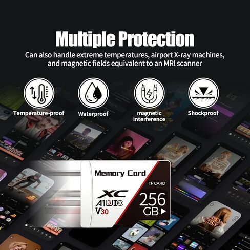 Micro Memory Card 256 GB with Adapter, C10/U3/UHS-I/A1 TransFlash Card, TF Card for Camera, Smartphone, Tablet, Drone(Black1) in Kuwait