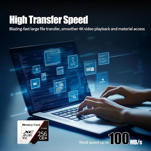 Micro Memory Card 256 GB with Adapter, C10/U3/UHS-I/A1 TransFlash Card, TF Card for Camera, Smartphone, Tablet, Drone(Black1) in Kuwait