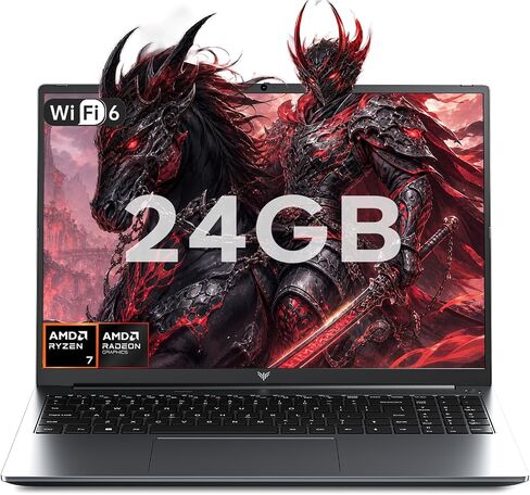 KAIGERR Gaming Laptop, 24GB DDR5 512GB NVMe SSD Laptop Computer with AMD Ryzen 7 H255(8C/16T, Up to 4.9GHz), 16.0 inch Windows 11 Laptop, Radeon RX Vega 8 Graphics,WiFi 6, Backlit KB in Kuwait