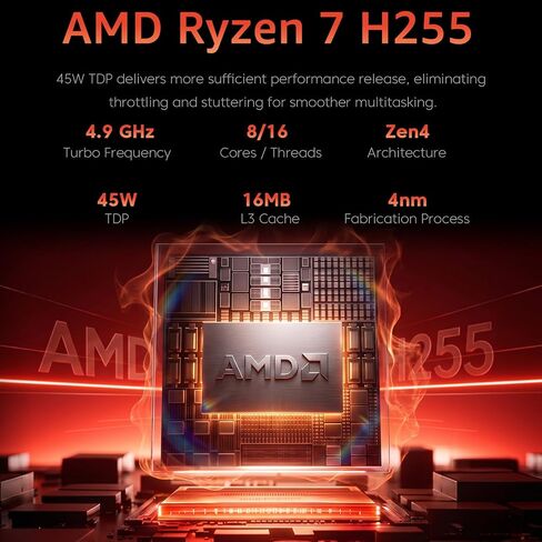 KAIGERR Gaming Laptop, 24GB DDR5 512GB NVMe SSD Laptop Computer with AMD Ryzen 7 H255(8C/16T, Up to 4.9GHz), 16.0 inch Windows 11 Laptop, Radeon RX Vega 8 Graphics,WiFi 6, Backlit KB in Kuwait