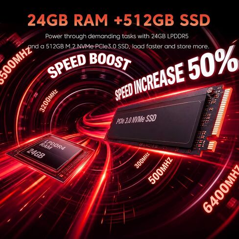 KAIGERR Gaming Laptop, 24GB DDR5 512GB NVMe SSD Laptop Computer with AMD Ryzen 7 H255(8C/16T, Up to 4.9GHz), 16.0 inch Windows 11 Laptop, Radeon RX Vega 8 Graphics,WiFi 6, Backlit KB in Kuwait