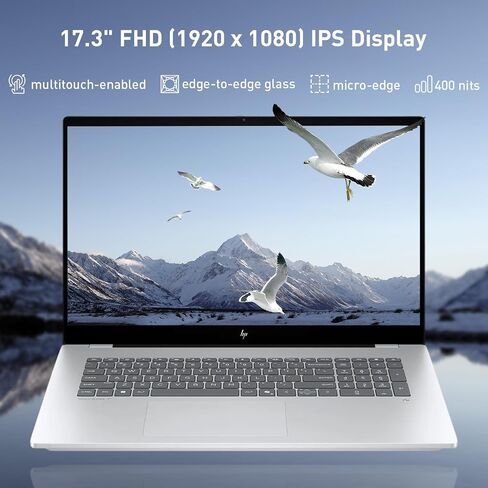 HP OmniBook 7 AI Touchscreen Laptop, 17.3" FHD IPS 400 nits Display, Intel Core Ultra 7 258V, NPU up to 47 Tops, 32GB + 1TB SSD, Wi-Fi 7, Backlit Keyboard, Thunderbolt 4, Windows 11 Home, Silver in Kuwait