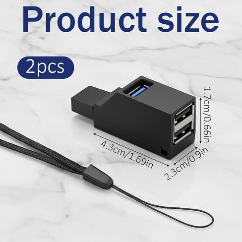 2 PCS USB Hub, 3 Ports USB Adapter High Speed Car USBs 3.0 Splitter Portable USBs Splitter 1 in 3 Out Male to Female Expansion Adapter Plug and Play for Notebook Pc, Flash Drives, Mobile Hdd, Radiator in Kuwait