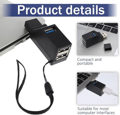 2 PCS USB Hub, 3 Ports USB Adapter High Speed Car USBs 3.0 Splitter Portable USBs Splitter 1 in 3 Out Male to Female Expansion Adapter Plug and Play for Notebook Pc, Flash Drives, Mobile Hdd, Radiator in Kuwait