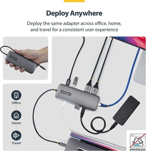 StarTech 9-in-1 USB-C Dock, Dual 4K DisplayPort, 100W, 10Gbps, GbE, SD in Kuwait