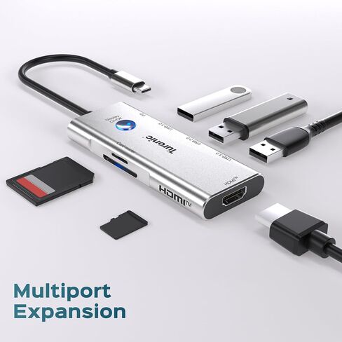 Turonic BYL-2425 USB hub USB-C 7-in-1 with 100W PD, HDMI 4K@60Hz in Kuwait