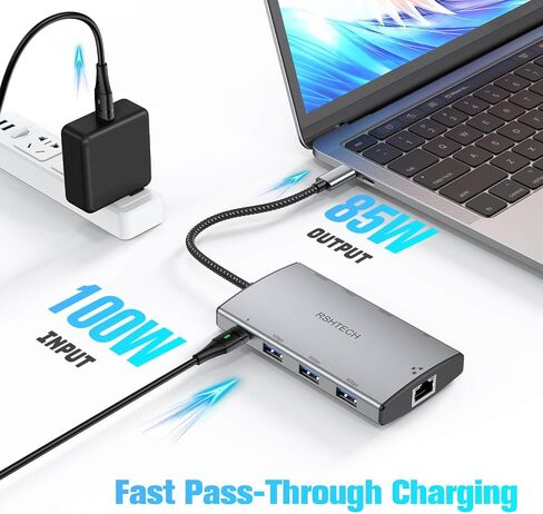 RSHTECH 9-in-1 USB C Hub Multiport Adapter 10Gbps with 4K HDMI, RSH-T09 in Kuwait