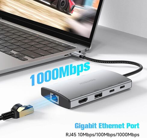 RSHTECH 9-in-1 USB C Hub Multiport Adapter 10Gbps with 4K HDMI, RSH-T09 in Kuwait