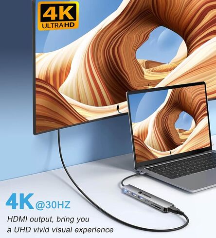 USB C Hub HDMI Adapter for Monitor, VIENON 7 in 1 USB C Docking Station with 4K HDMI, SD/TF Card Reader Compatible for MacBook Pro, XPS More Type C Devices in Kuwait
