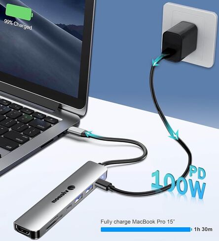 USB C Hub HDMI Adapter for Monitor, VIENON 7 in 1 USB C Docking Station with 4K HDMI, SD/TF Card Reader Compatible for MacBook Pro, XPS More Type C Devices in Kuwait