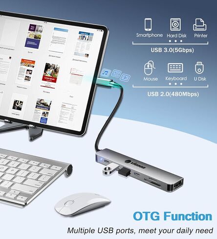 USB C Hub HDMI Adapter for Monitor, VIENON 7 in 1 USB C Docking Station with 4K HDMI, SD/TF Card Reader Compatible for MacBook Pro, XPS More Type C Devices in Kuwait