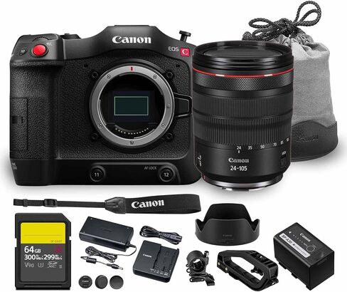 Canon EOS C70 Cinema Camera Kit | 4K Super 35mm Sensor with RF 24-105mm f/4 Lens | Dual Gain Output Compact Professional Production (4507C015) + 64GB Card in Kuwait