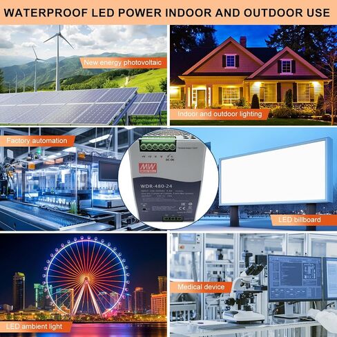WDR-480-24 480W 24V 20A Heavy Duty DIN Rail Power Supply - Reliable Performance in Remote & Unstable Power Environments - 92% Efficiency, Wide Input Range 180-550VAC in Kuwait