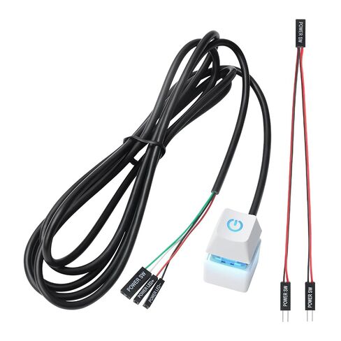 APIELE PC Power Button Desktop PC Computer External Power ON Off LED Push Computer Host Button Supply Supplies with 1.8m Cables for Computer Motherboard White Keyboard Model in Kuwait