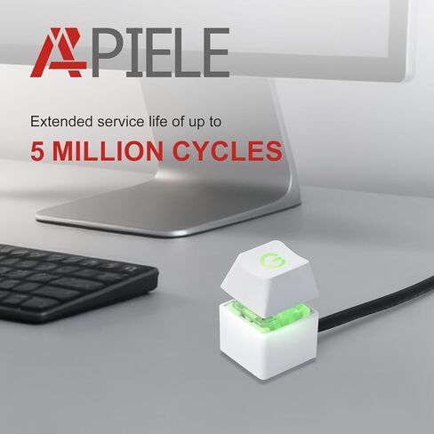 APIELE PC Power Button Desktop PC Computer External Power ON Off LED Push Computer Host Button Supply Supplies with 1.8m Cables for Computer Motherboard White Keyboard Model in Kuwait