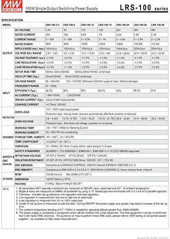 MEAN WELL original LRS-100-48 48V 2.3A meanwell LRS-100 48V 110.4W Single Output Switching Power Supply in Kuwait