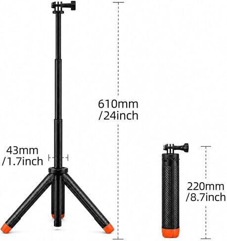 4-in-1 Selfie Stick Tripod Compatible with GoPro Hero 13-9 in Kuwait