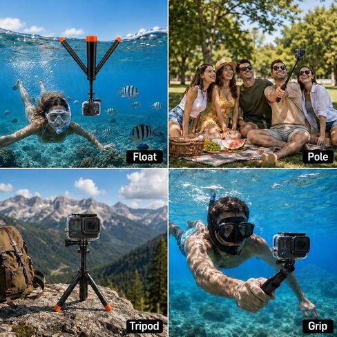 4-in-1 Selfie Stick Tripod Compatible with GoPro Hero 13-9 in Kuwait