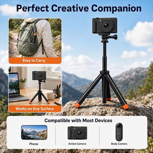 4-in-1 Selfie Stick Tripod Compatible with GoPro Hero 13-9 in Kuwait