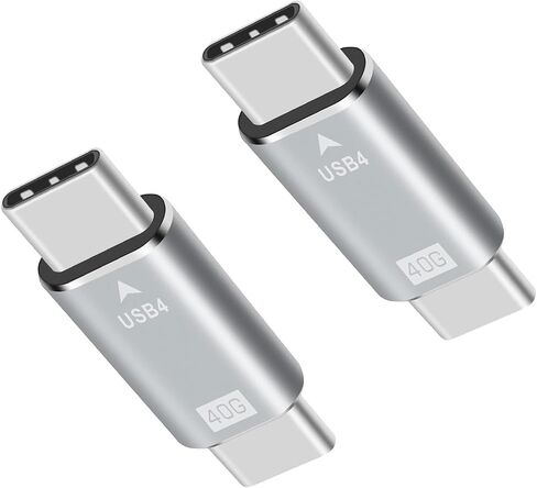 Danfetsoy 40Gbps USB C to USB C Adapter, 100W Type C Male to Male Connector Extender Support 100W, 40Gbps, 8K@60Hz for Laptop, Tablet, Phones (Silver, 2 Pack) in Kuwait