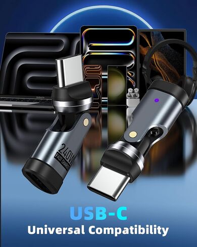 USB C 90 Degree Adapter 240W, Right Angle 360° & 180° Ratatable, 3 PCS,Gray in Kuwait