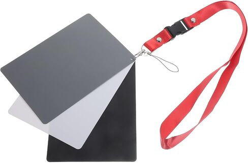 Black White Grey Balance Card Set with Portable Neck Strap for DSLR Digital Camera Photography Calibration Plastic Card for Professional Photographers in Kuwait