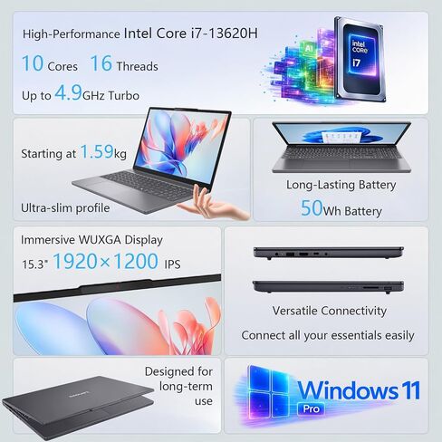 Lenovo IdeaPad Slim 3 | 15.3" WUXGA IPS Laptop | Intel Core i7-13620H 10-Core Processor (Up to 4.9GHz) | 8GB DDR5 RAM | 512GB PCIe SSD | Wi-Fi 6 | Windows 11 Pro | Built for Fast Multitasking in Kuwait